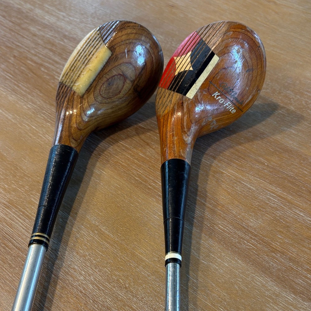 Vintage Persimmon woods-Golf Clubs with Black and Red Accents